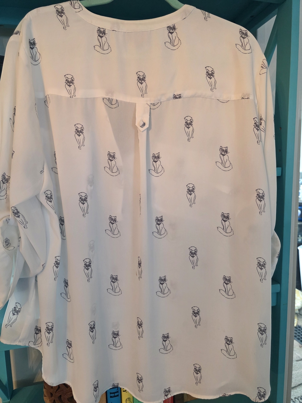 Torrid White Cat Print Split Neck Blouse - Picture 2 of 3